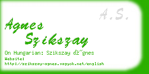 agnes szikszay business card